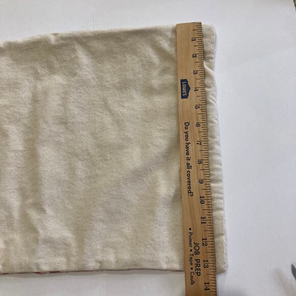 West Elm Lumbar Woven Pillow Cover Cream & Terracotta Red Boho Tassels 13" x 33" - Picture 7 of 9